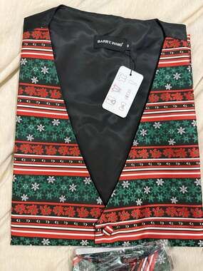 Barry.Wang Mens M Christmas Vest Set Snowflake Holiday Bow Tie Cufflinks NWT